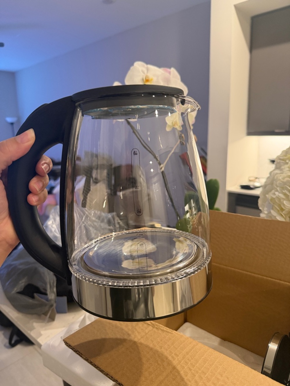 Kettle with Black Handle and Stainless Base